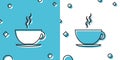 Black Coffee cup icon isolated on blue and white background. Tea cup. Hot drink coffee. Random dynamic shapes. Vector Royalty Free Stock Photo
