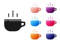 Black Coffee cup icon isolated on white background. Tea cup. Hot drink coffee. Set icons colorful. Vector Royalty Free Stock Photo