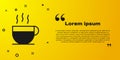 Black Coffee cup icon  on yellow background. Tea cup. Hot drink coffee. Vector Royalty Free Stock Photo