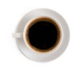 Black coffee in a coffee cup isolated on a white background,Top view,clipping path Royalty Free Stock Photo