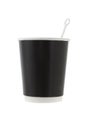 Black coffee cup with stirrer Royalty Free Stock Photo