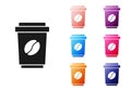 Black Coffee cup to go icon isolated on white background. Set icons colorful. Vector Royalty Free Stock Photo