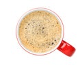 Black coffee in a coffee cup top view  isolated on white background. with clipping path Royalty Free Stock Photo