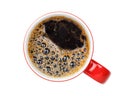 Black coffee in a coffee cup top view  isolated on white background. with clipping path Royalty Free Stock Photo