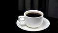 Black coffee drink. A white cup of black coffee on plate on dark table background. Morning coffee. Royalty Free Stock Photo