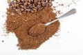 Black coffee grains and Grinded Royalty Free Stock Photo