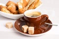 Black coffee with Italian crisp almond cookies Royalty Free Stock Photo