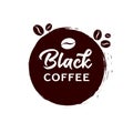 Black coffee letters and cup logo