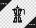 Black Coffee maker moca pot icon isolated on transparent background. Vector Royalty Free Stock Photo