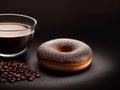 Black coffee and rich chocolate donuts