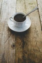 Black coffee on rustic table Royalty Free Stock Photo