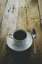 Black coffee on rustic table Royalty Free Stock Photo