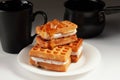 Black coffee, soft waffles and lemon jam