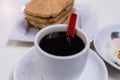 Black Coffee Traditional Singapore Breakfast called Kaya Toast