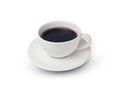 Black coffee in a white ceramic cup isolated on white background Royalty Free Stock Photo