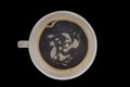 Black coffee, white cup on black background . Royalty Free Stock Photo