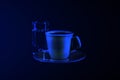 Black coffee in the white cup and a glass of sambuca with coffee Royalty Free Stock Photo