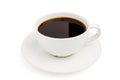 Black coffee in a white cup on plate top view isolated on white background Royalty Free Stock Photo