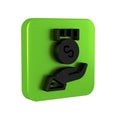 Black Coins on hand - minimal wage icon isolated on transparent background. Green square button.