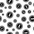 Black coins seamless pattern. hand drawing. Not AI, Vector illustration