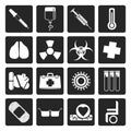 Black collection of medical themed icons and warning-signs
