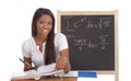 Black college student woman studying math exam Royalty Free Stock Photo