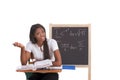 Black college student woman studying math exam