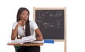 Black college student woman studying math exam Royalty Free Stock Photo