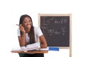 Black college student woman studying math exam Royalty Free Stock Photo