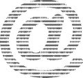 black color at arroba symbol email designed with binary code system numbers Royalty Free Stock Photo
