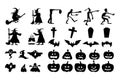 Black color of collection of Halloween silhouette design Royalty Free Stock Photo
