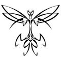 Black color dragonfly mantis drawn in a flat style. Design can be used for insect logo