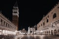 Black color effect of night panorama of Piazza San Marco with the Christmas tree