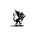 Minimal logo of black griffin vector illustration.