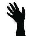 Black color hand up, silhouette vectora Royalty Free Stock Photo