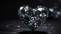 black color heart shape gem in the black background