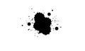 black color ink brush painting splash splatter on white background in grunge element graphic style Royalty Free Stock Photo