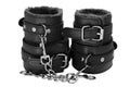 Black color leather handcuffs isolate on white background Royalty Free Stock Photo