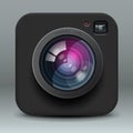 Black color photo camera icon Royalty Free Stock Photo