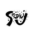 Black color spooky text word and scull sign vector art.