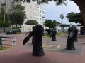 Black color statues in Barranco district of Lima