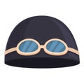 Black color swim cap icon cartoon vector. Summertime beach