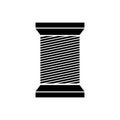 Black color tailor thread bobbin icon isolated.Vector illustraton. Royalty Free Stock Photo