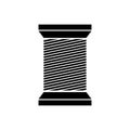 Black color tailor thread bobbin icon isolated.Vector illustraton.