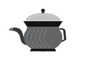 Black color tea kettle, vector graphic design