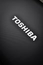 Black color Toshiba Laptop, strong brand on laptop Royalty Free Stock Photo