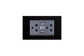 Black color wall outlet AC power plug with USB 5.0V DC output socket for charger on white background Royalty Free Stock Photo