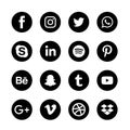 Black color Web and mobile application icons and social media icons