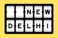 Black in word new delhi on slot banner with yellow color background