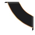 Black colored corner ribbon banner with gold colored frame on white background Royalty Free Stock Photo